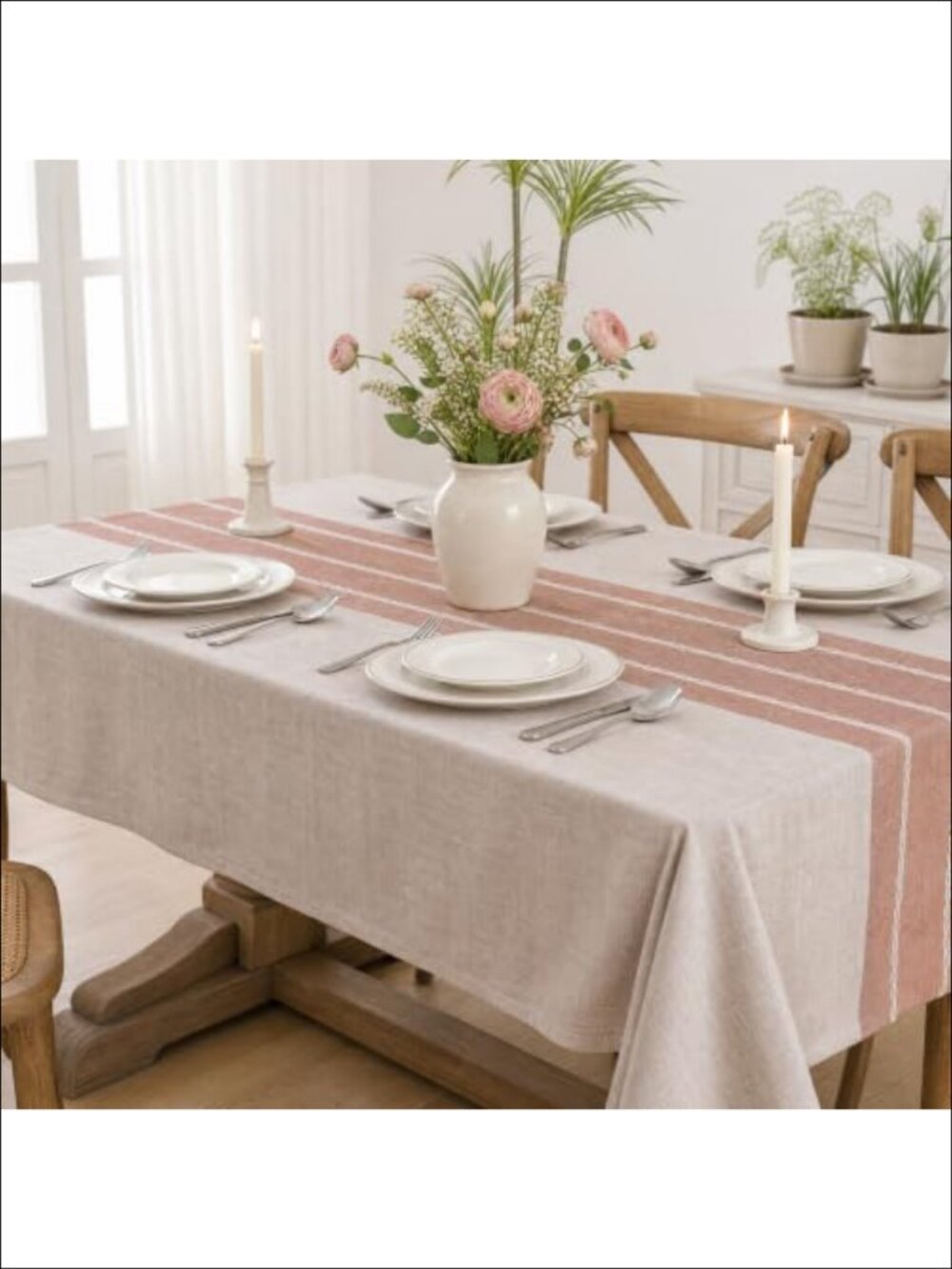 Burlap Tablecloth 60×84 Inch Rectangular Rustic Dining Table Linens - Picture 2 of 6